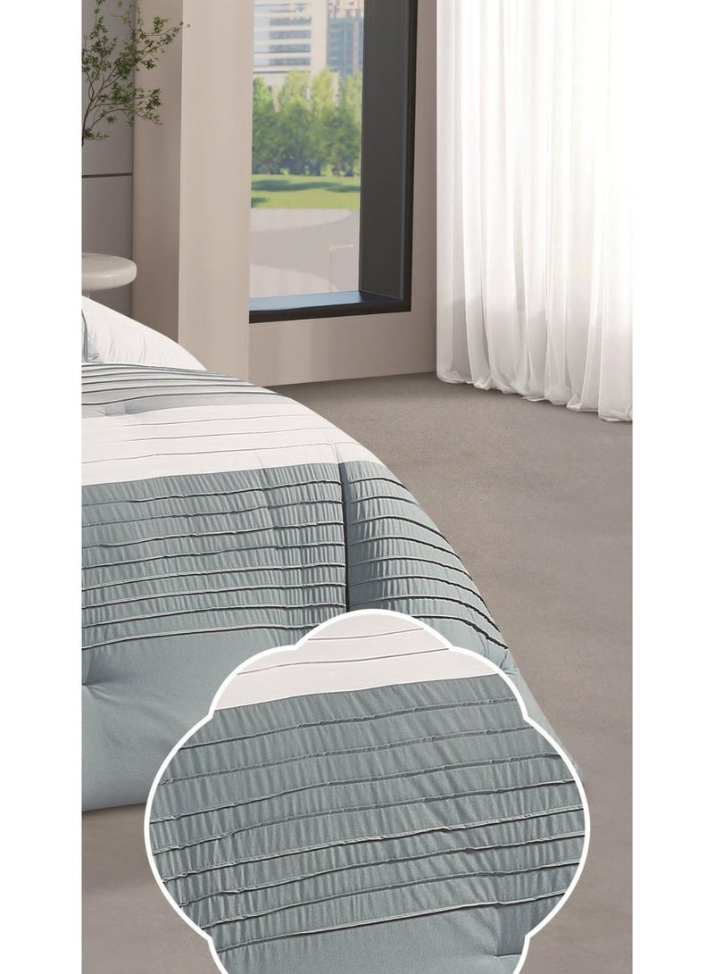 RedRoss *A double bed sheet with a modern striped design and embroidery that adds a touch of elegance, made of microfiber, size 240*260 cm - Image 4