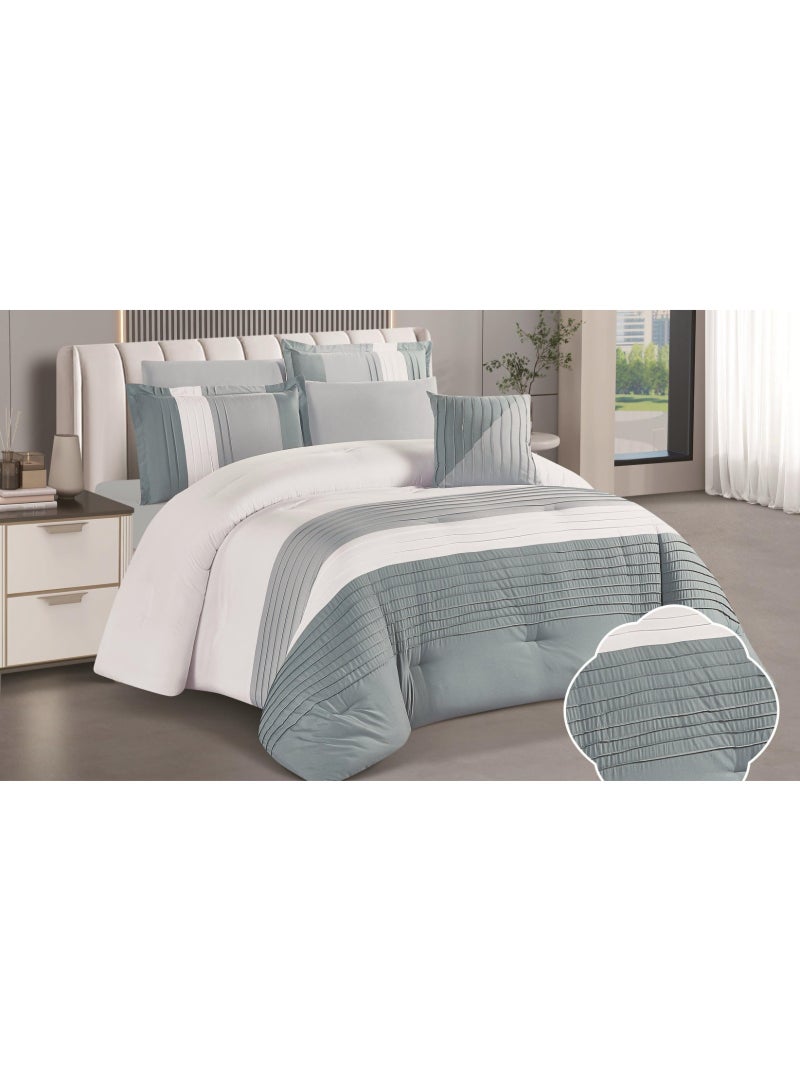 RedRoss *A double bed sheet with a modern striped design and embroidery that adds a touch of elegance, made of microfiber, size 240*260 cm - Image 1