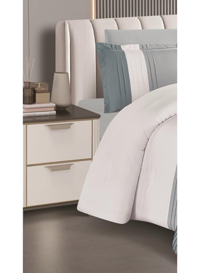 RedRoss *A double bed sheet with a modern striped design and embroidery that adds a touch of elegance, made of microfiber, size 240*260 cm - Image 2
