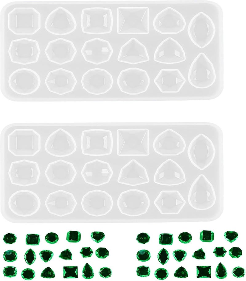 DDlife 2 Pcs Faceted Gemstone Silicone Mold,Gem Jewelry Casting Mold,Resin Jewelry Casting Molds for Making Earrings Jewelry Making Crafting Projects - Image 1