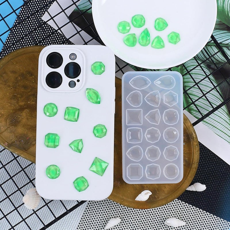 DDlife 2 Pcs Faceted Gemstone Silicone Mold,Gem Jewelry Casting Mold,Resin Jewelry Casting Molds for Making Earrings Jewelry Making Crafting Projects - Image 5
