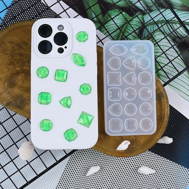DDlife 2 Pcs Faceted Gemstone Silicone Mold,Gem Jewelry Casting Mold,Resin Jewelry Casting Molds for Making Earrings Jewelry Making Crafting Projects - Image 3