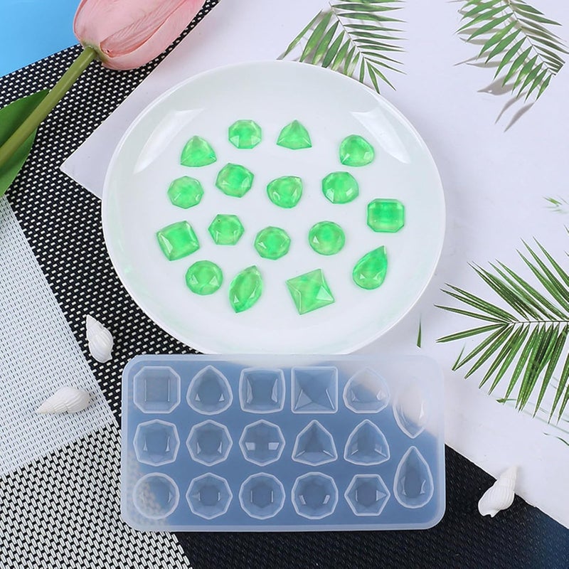 DDlife 2 Pcs Faceted Gemstone Silicone Mold,Gem Jewelry Casting Mold,Resin Jewelry Casting Molds for Making Earrings Jewelry Making Crafting Projects - Image 4