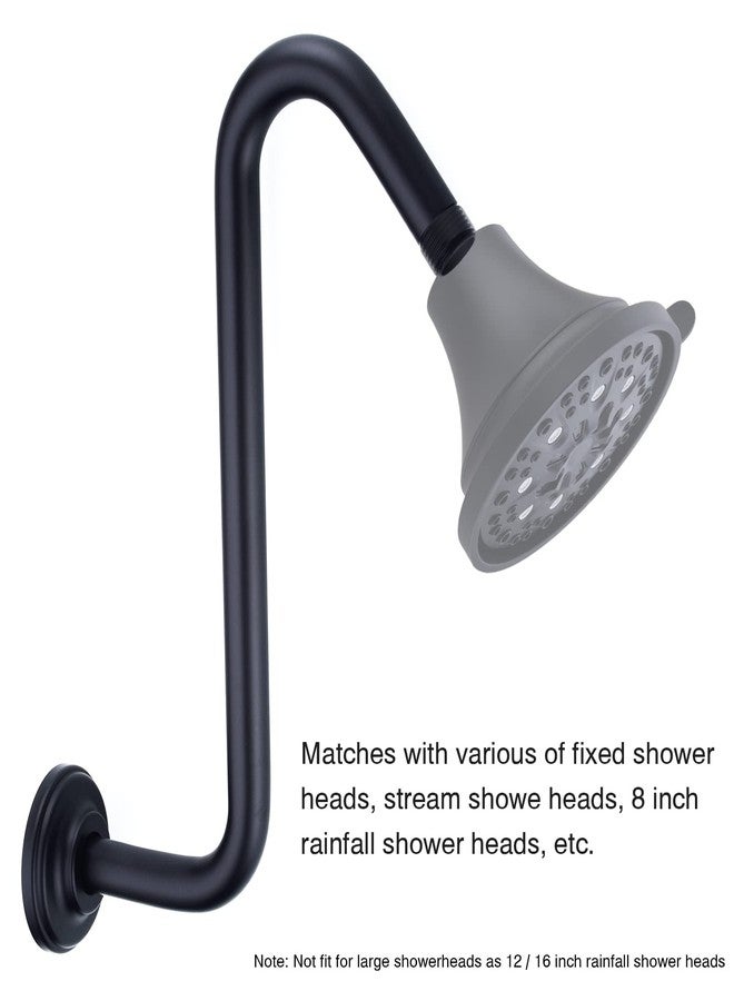 TRUSTMI Matte Black S-Shaped Shower Arm with Flange 12 Inch High Rise, Wall Mount Angled Shower Head Extension Arm, Stainless Steel - Image 5