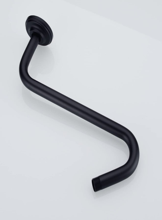TRUSTMI Matte Black S-Shaped Shower Arm with Flange 12 Inch High Rise, Wall Mount Angled Shower Head Extension Arm, Stainless Steel - Image 2
