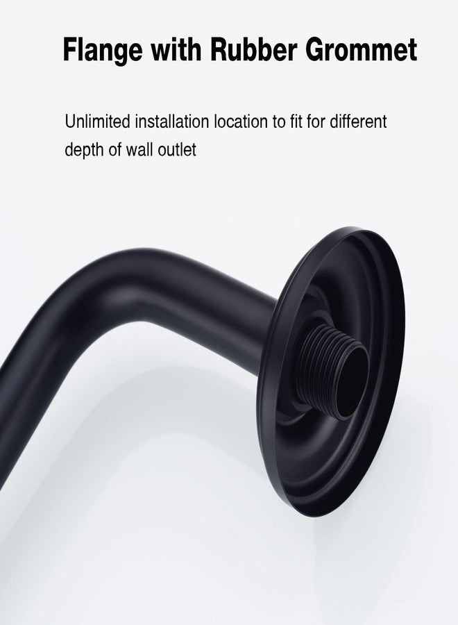 TRUSTMI Matte Black S-Shaped Shower Arm with Flange 12 Inch High Rise, Wall Mount Angled Shower Head Extension Arm, Stainless Steel - Image 4
