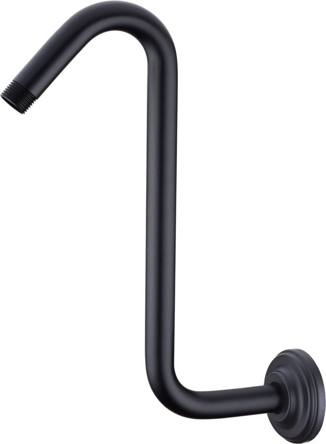 TRUSTMI Matte Black S-Shaped Shower Arm with Flange 12 Inch High Rise, Wall Mount Angled Shower Head Extension Arm, Stainless Steel - Image 1