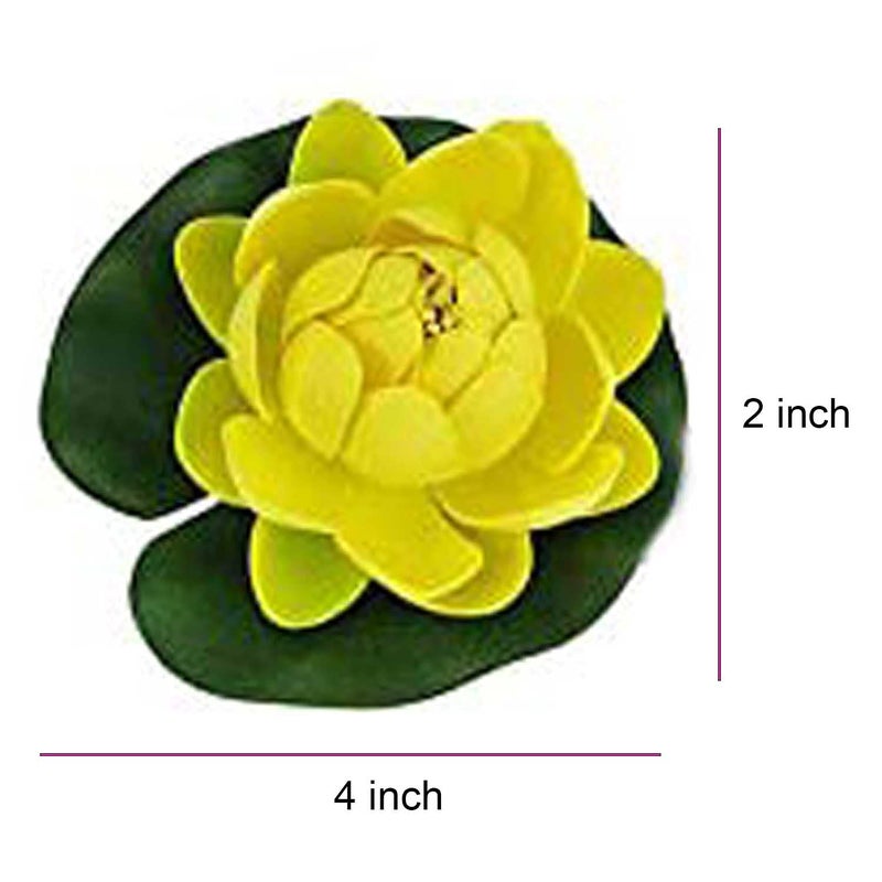 LOGRO Set of 4 Piece Artificial Floating Lotus Foam Flowers with Rubber Leaf for Outdoor Indoor Home Wedding Aquariums Decoration - Image 3