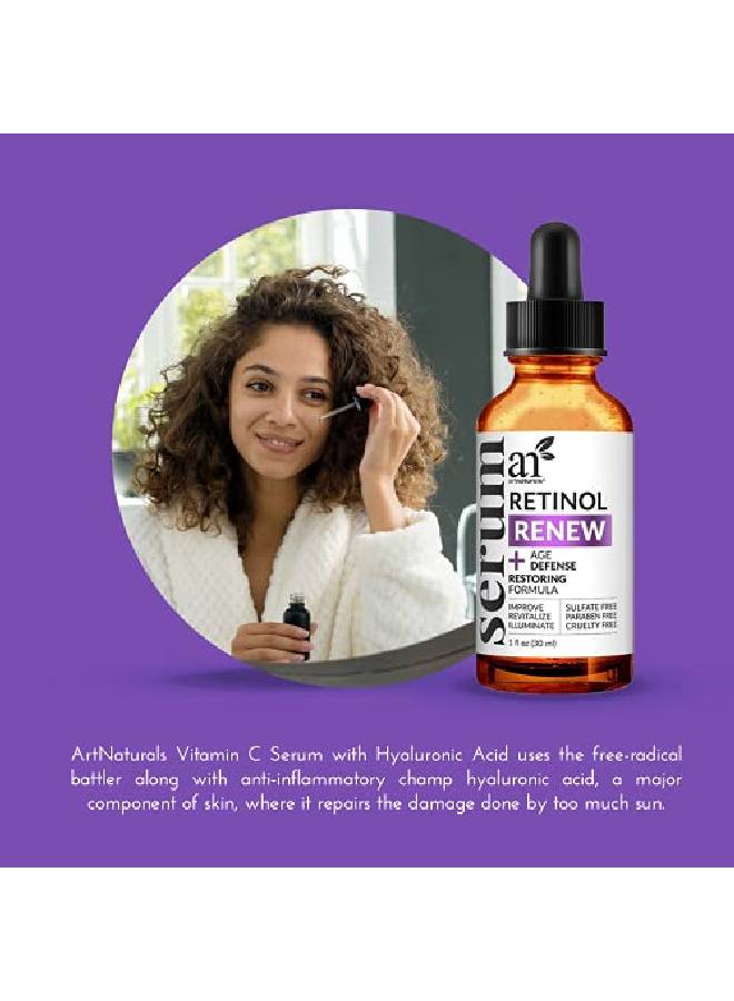 artnaturals Retinol Serum For Face (1 Fl Oz / 30Ml) With Vitamin C 2.5% Retinol Oil & Hyaluronicacid Skin Clearing Antiaging Antiwrinkle Eye Serum Skin Repairnight Therapy  - Image 3