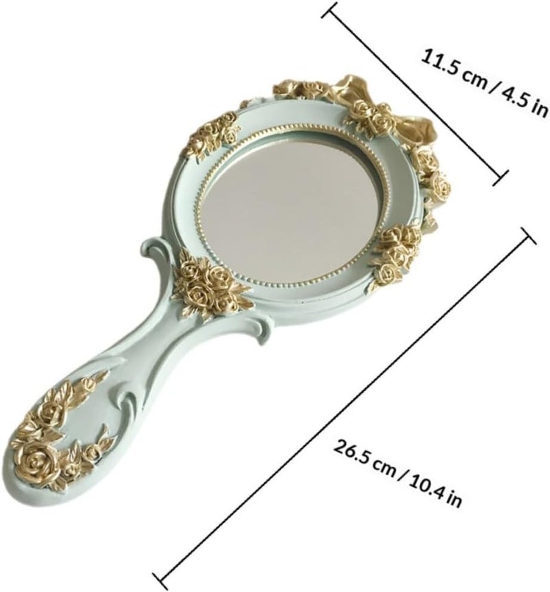 Creative Handheld Makeup Mirror with Handle Retro Style Portable Vanity Mirror for Women Lightweight for Travel and Touch-ups - Image 1