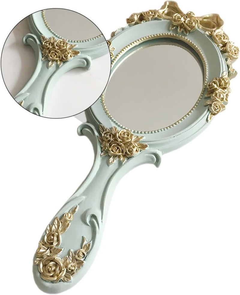 Creative Handheld Makeup Mirror with Handle Retro Style Portable Vanity Mirror for Women Lightweight for Travel and Touch-ups - Image 5