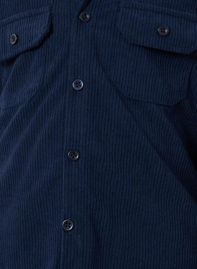 Styli Boys Navy Blue Corduroy Hooded Shacket - Image 3