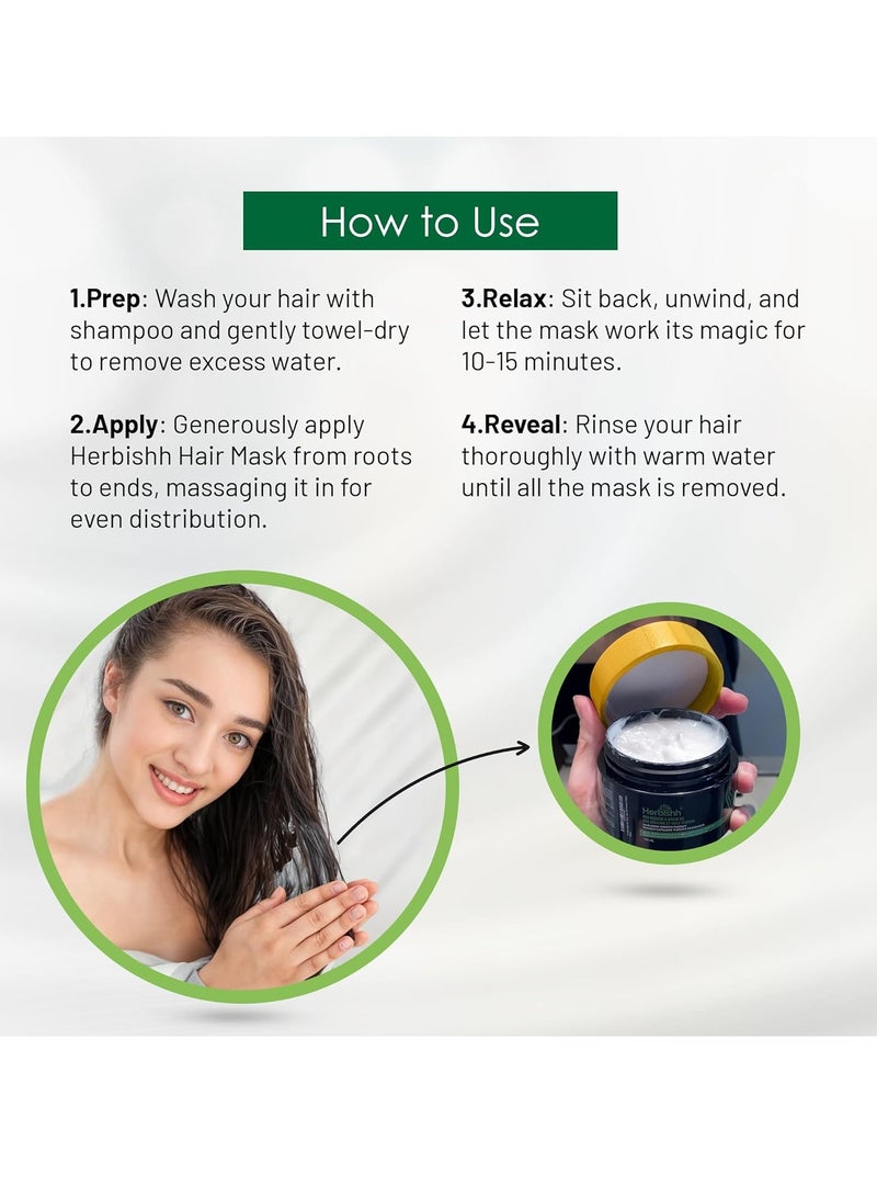 Herbishh Argan Hair Mask-Deep Conditioning & Hydration For Healthier Looking Hair- For Very Dry, Weak, Stressed Out Hair, No Sulphates, No Parabens (100 Gm), 1 Count - Image 4