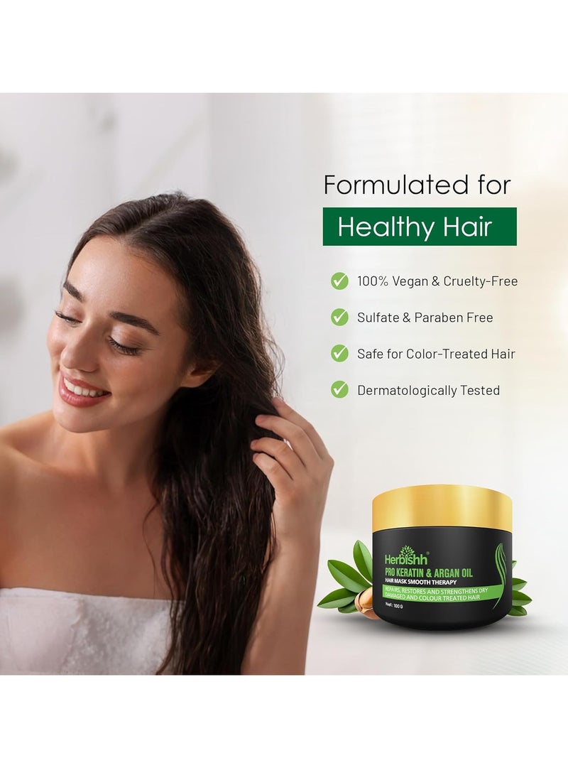 Herbishh Argan Hair Mask-Deep Conditioning & Hydration For Healthier Looking Hair- For Very Dry, Weak, Stressed Out Hair, No Sulphates, No Parabens (100 Gm), 1 Count - Image 5