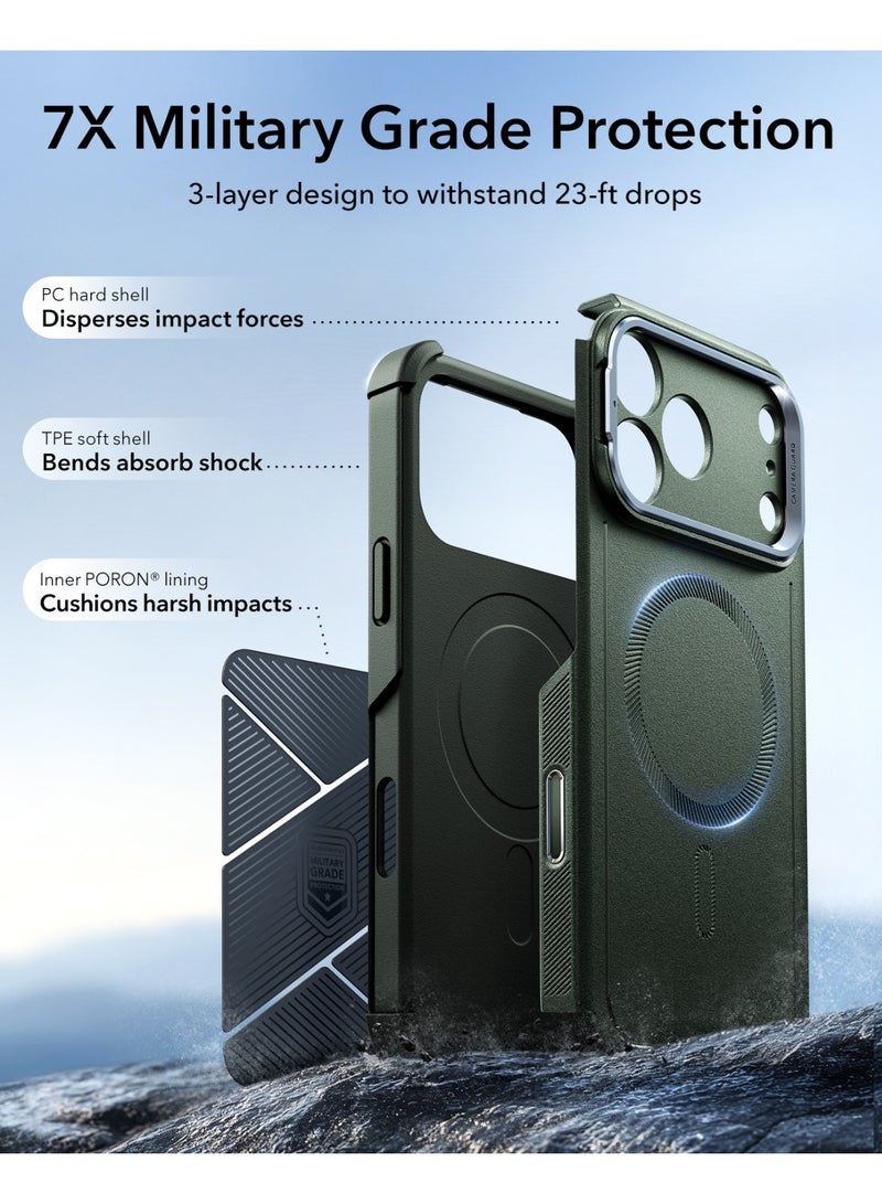 ESR iPhone 17 Pro Max HaloLock Cyber Tough Case with Stand – MagSafe Compatible Heavy-Duty Cover with Camera Control Button 7x Military-Grade Drop Protection Shock-Absorbing Corners And 3-Layer Design - Green - Image 4