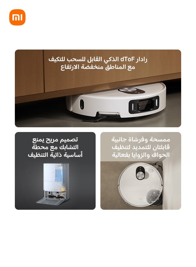 Xiaomi 5 Pro Robot Vacuum with Mop, 20000Pa, Avoids 200+ Objects , Intelligent Dirt Recognition, dToF Retractable Navigation for Cleaning in Tight Spaces,Anti-tangle Protection，Carpet Detection，80°C High-Temperature Self-Cleaning 20 W 65238 white - Image 3