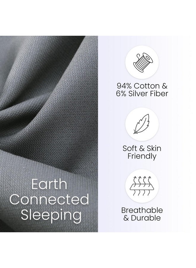 hooga Grounding Sheets, Queen Size, 94% Organic Cotton, 6% Conductive Silver, Fitted, 60"x80"x15", Gray with 15 Ft Cord  - Image 2