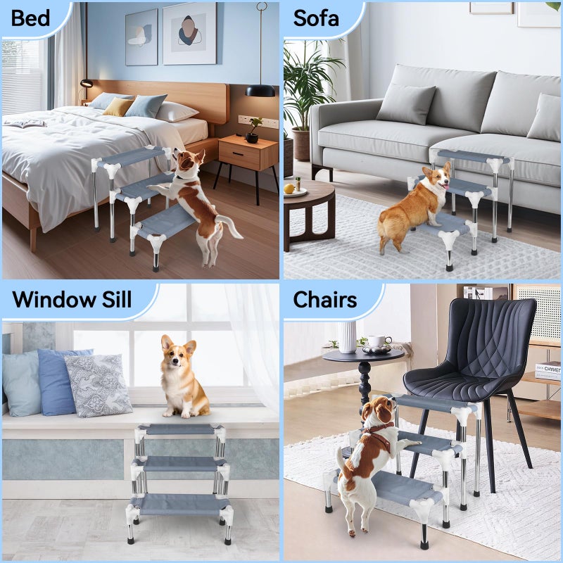Makerfire Dog Stairs for Small Dogs and Cats (3-Step), Dog Steps for Bed/Couch, Pet Stairs for Dogs to Get on Bed - Image 4