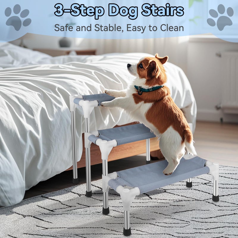 Makerfire Dog Stairs for Small Dogs and Cats (3-Step), Dog Steps for Bed/Couch, Pet Stairs for Dogs to Get on Bed - Image 3