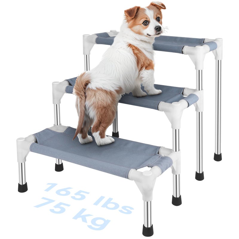 Makerfire Dog Stairs for Small Dogs and Cats (3-Step), Dog Steps for Bed/Couch, Pet Stairs for Dogs to Get on Bed - Image 1