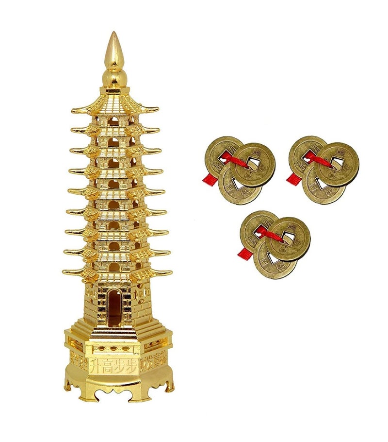 ARTISKRITI Education Tower Feng Shui for Students Academic Success with Lucky Feng Shui Coins, Feng Shui Items for Good Luck, Fengshui Items - Image 1