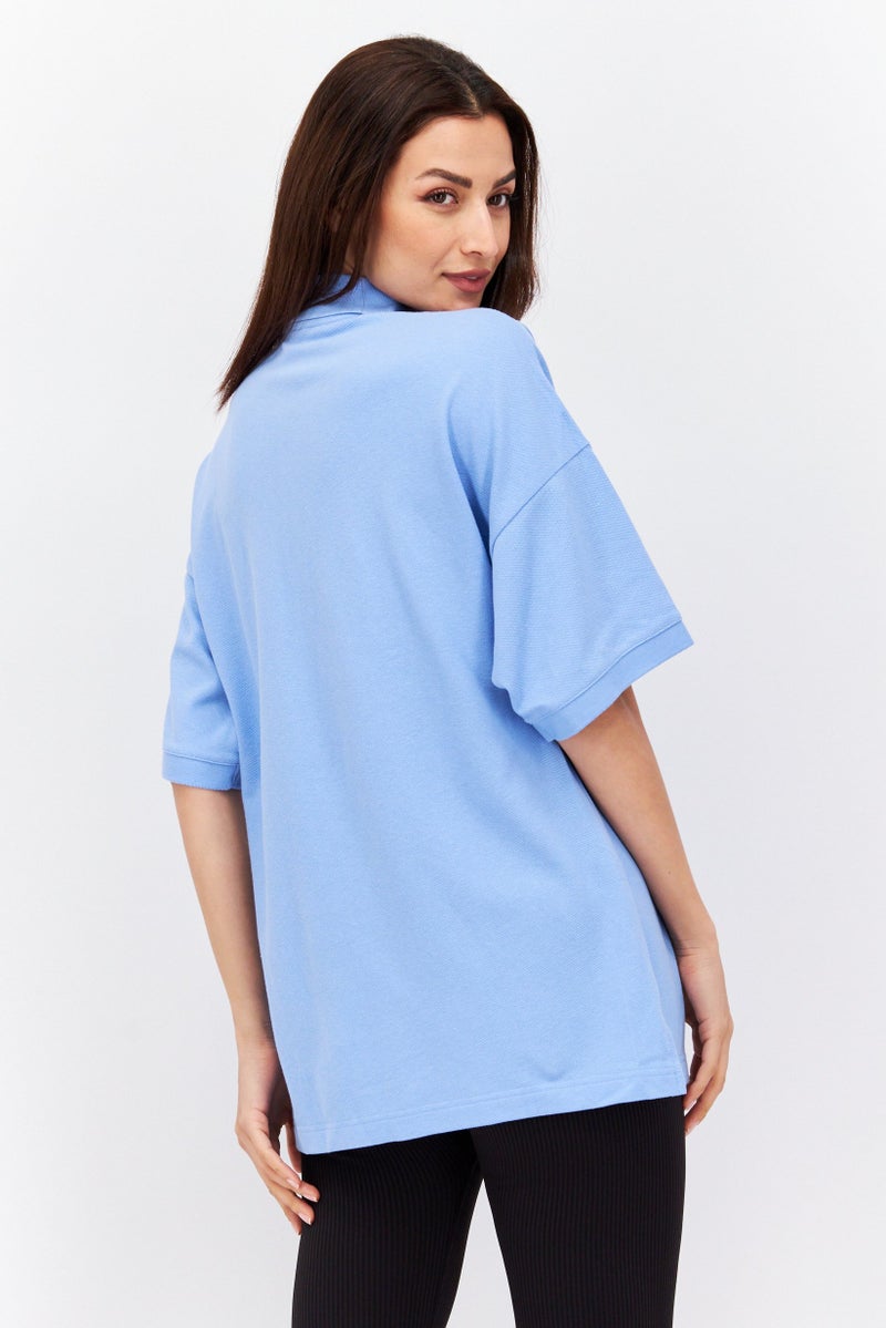 PUMA Women Sportswear Fit Short Sleeve Training Polo Shirt, Blue  - Image 3