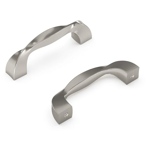 Hickory Hardware 1 Pack Solid Core Kitchen Cabinet Pulls, Luxury Cabinet Handles, Hardware for Doors & Dresser Drawers, 3 Inch Hole Center, Satin Nickel, Twist Collection - Image 5
