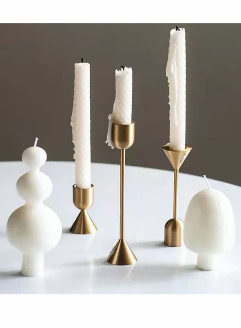 Brass Gold Candlestick Holder - Set of 3 Taper Candle Holder, Vintage Decorative Centerpiece for Table Mantel Wedding Housewarming Gift