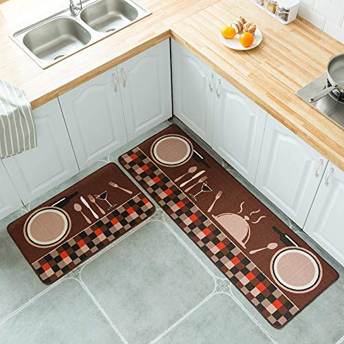 HOMESHOPPER AntiSkid Washable Mat in Kitchen Floor Mat Runner Backing Kitchen Runner for FloorKitchen MatBedside RunnerLiving AreaOffice Entrance Home Set of 2