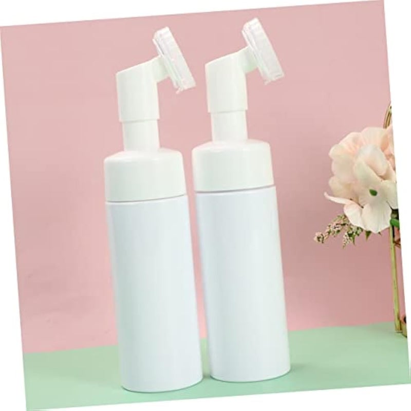 FOMIYES 2pcs Portable Cosmetics Bottle Facial Cleanser Empty Bottle Foaming Bottle Silicone Gel Travel Size Shampoo Plastic Spray Bottles Soap Foam Bottle Cleasing Milk White Simple Mousse - Image 2