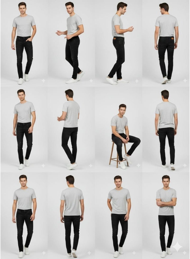 بنطلون جينز رجالي أسود بقصة مستقيمة - Image 3