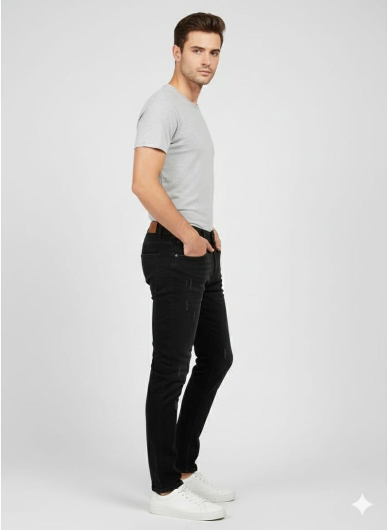 بنطلون جينز رجالي أسود بقصة مستقيمة - Image 2