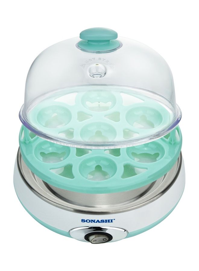 SONASHI Electrical Egg Boiler - Cooks 7 Eggs at one time | Stainless-Steel Heating Plate with Unbreakable Cover, Measuring Cup and Egg Bowl | Food Grade Material 360 W SEB-77 Blue - Image 2