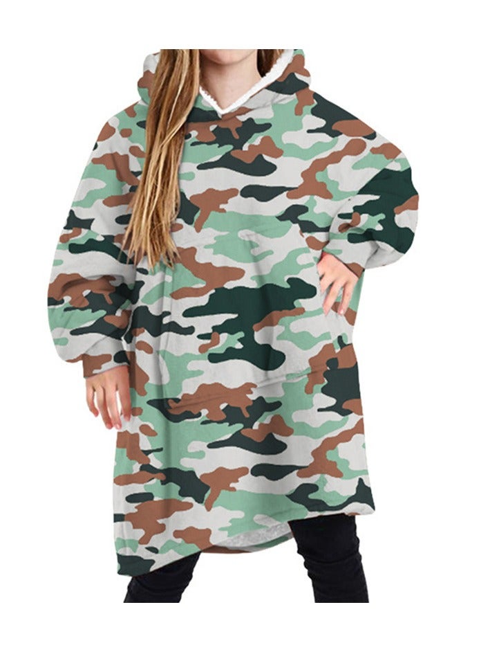 Loquat 2024 Blanket Children's Solid Color Hoodie Warm Casual Jacket TV Blanket 