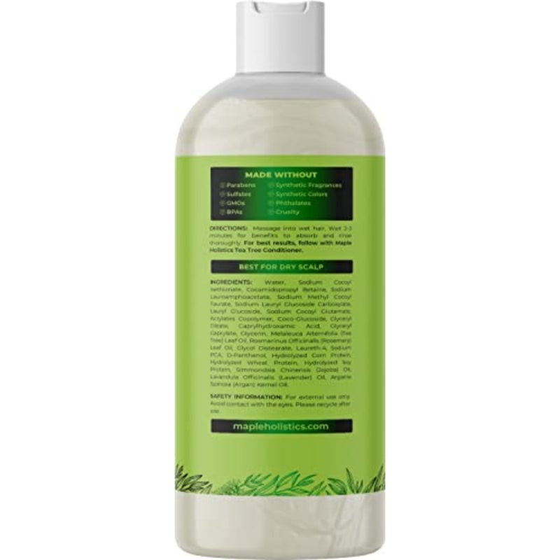 Tea Tree Oil Shampoo with Hair Shampoo Brush - In Shower Scalp Scrubber Exfoliator Made with Recycled Wheat Straw and Soft Silicone plus Sulfate Free Clarifying Shampoo for Build Up 8 Fl Oz - Image 4