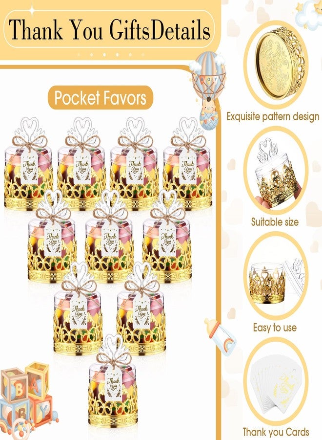 Jingmore 30 Sets Mini Crown Candy Boxes with Thank You Tags and Twine Plastic Candy Storage Boxes for Wedding Baby Shower Princess Birthday Party Supplies(Gold and Clear,Swan Style - Image 3