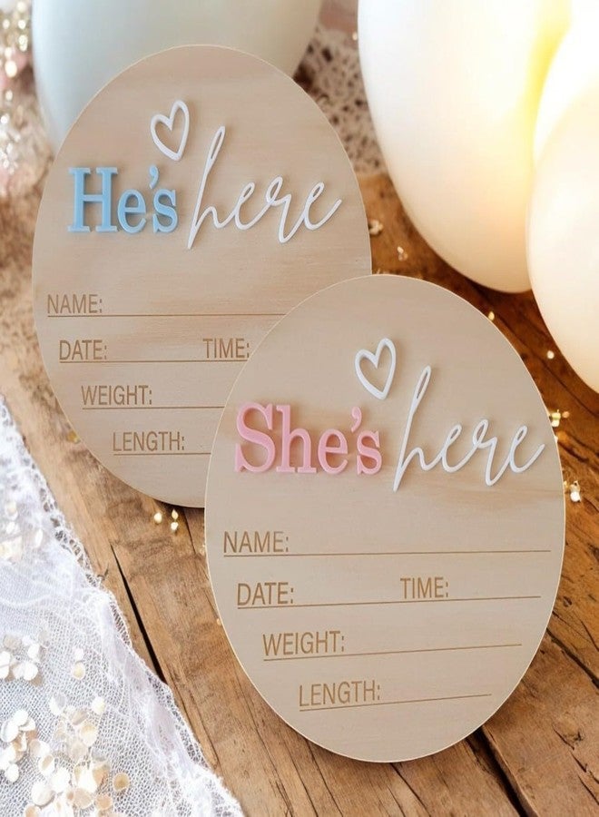 Febvao Baby Birth Announcement Sign, ​5.9 Inch Wooden He's Here Newborn Gender Reveal Signs Decoration, Acrylic Hospital Birth Announcement Sign, Newborn Photo Shoot Props,Welcome Newborn Arrival To World - Image 5