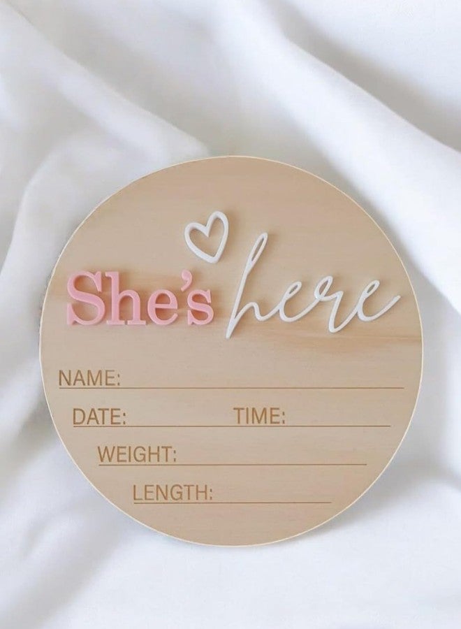 Febvao Baby Birth Announcement Sign, ​5.9 Inch Wooden He's Here Newborn Gender Reveal Signs Decoration, Acrylic Hospital Birth Announcement Sign, Newborn Photo Shoot Props,Welcome Newborn Arrival To World - Image 4