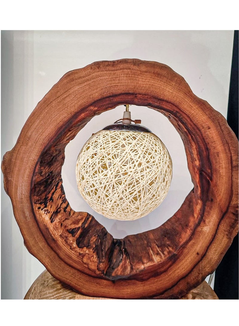 Campus interiors Rustic Wooden Lamp, Premium Camphor Trunk Wood Decorative Light for Office or Home Decoration, Featuring Glass Ball Bulb with Fire Effect - Image 3