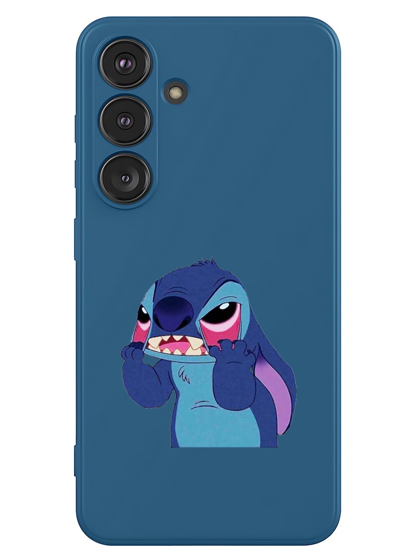 Theodor Protective Slim Fit Case Liquid Silicone Cover with Full Body Protection Anti-Scratch Shockproof Case For Samsung Galaxy S25 Plus (Blue) - Stitch - Image 1