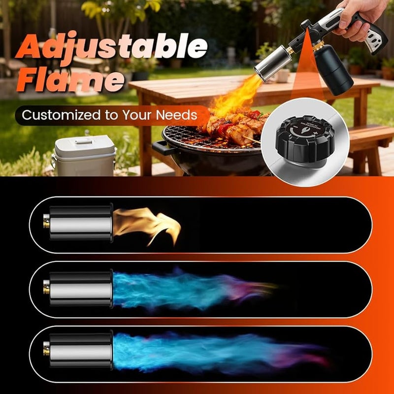 Butane Torch Gun Adjustable Flame With Safety Lock 1 Set For Searing Grilling DIY Outdoor Use - Image 4