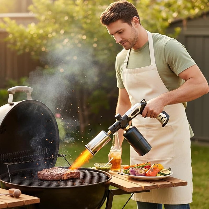 Butane Torch Gun Adjustable Flame With Safety Lock 1 Set For Searing Grilling DIY Outdoor Use - Image 3