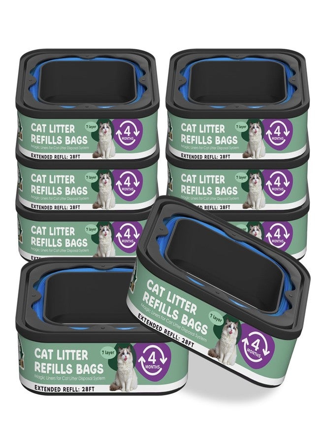 Lisyee Cat Litter Refill Bags Cartridge 28FT, Compatible with Litter Cat Genie Standard, Plus, XL, XL+ Pail Refills, 7-Layer Odor Control Pet Waste Bags 8 Pack - Image 1