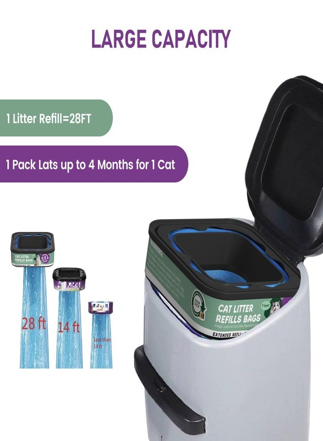 Lisyee Cat Litter Refill Bags Cartridge 28FT, Compatible with Litter Cat Genie Standard, Plus, XL, XL+ Pail Refills, 7-Layer Odor Control Pet Waste Bags 8 Pack - Image 4