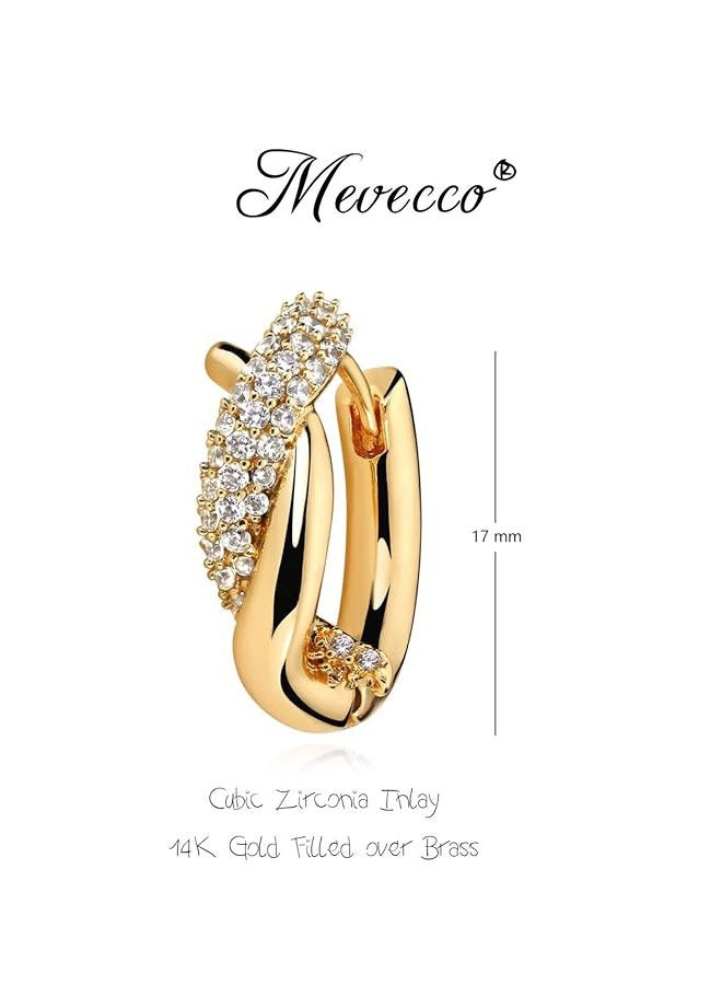 Mevecco Women Huggie Earrings Gold Hoop Sleeper 14K Gold Filled Small Simple Handmade Hypoallergenic Everyday Jewelry - Image 2