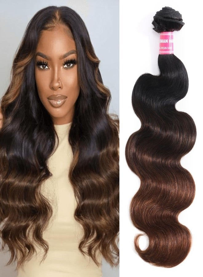 UNICE Chestnut Brown Ombre Body Wave Human Hair Weave 1 Bundle 18 inch Brazilian Remy Human Hair Sew In Extensions Soft and Keep Waves after Multiple Washes - Image 1