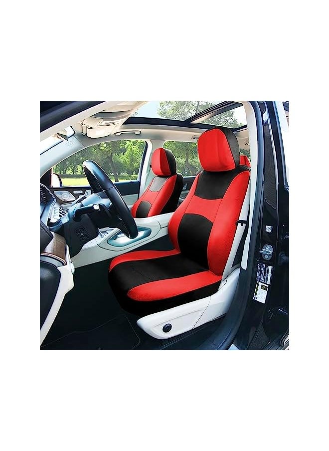 FH Group - Group Car Seat Covers Full Set Red Cloth - Universal Fit, Automotive Seat Covers, Low Back Front Seat Covers, Airbag Compatible, Split Bench Rear Seat, Washable Car Seat Cover for SUV, Sedan, Van - Image 1