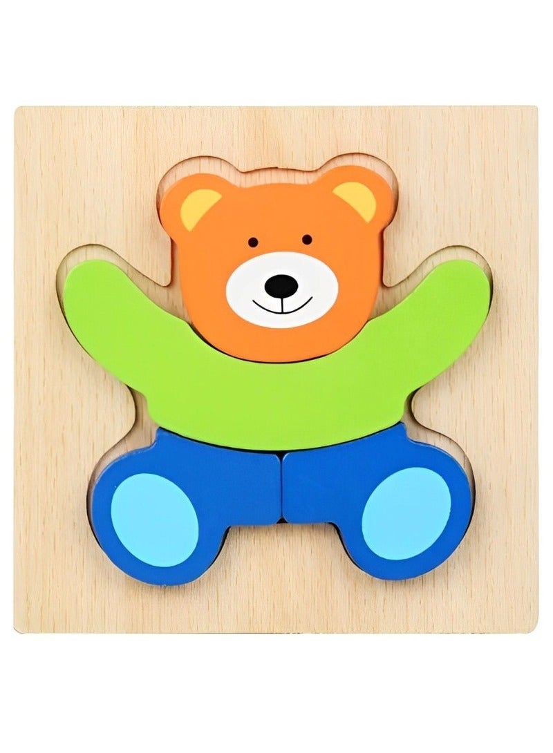 لغز خشبي ثلاثي الأبعاد مصمم على شكل دب ملون للأطفال الصغار، أدوات دعم التعليم المبكر للآباء والمعلمين، ألوان وأنماط جذابة، ألعاب مونتيسوري صممت لتنمية المهارات الحسية والحركية، هدايا رائعة - Image 1