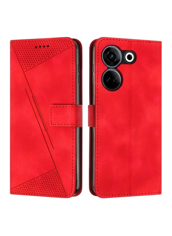 HuHa Case Cover For For Tecno Camon 20 / 20 Pro 4G Dream Triangle Leather Phone Case with Lanyard(Red) 