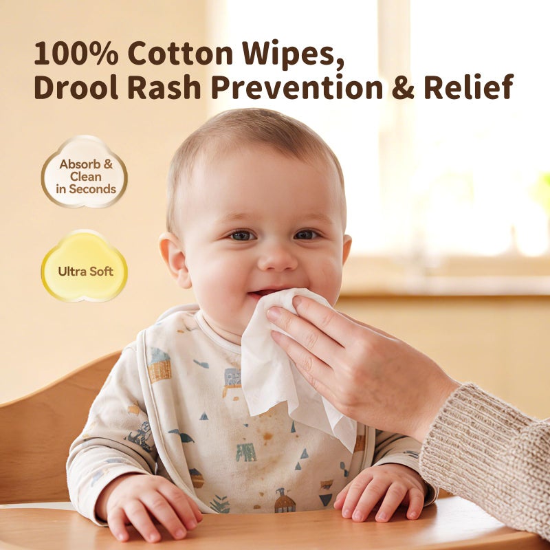 Winner 100% Cotton Dry Wipes, USDA Certified Baby Wipes, Soft & Gentle, Hypoallergenic & Unscented for Baby Sensitive Skin, Use Wet/Dry for Diaper Changes, Meals & Cleanup, Pack of 6, 600 pcs - Image 3